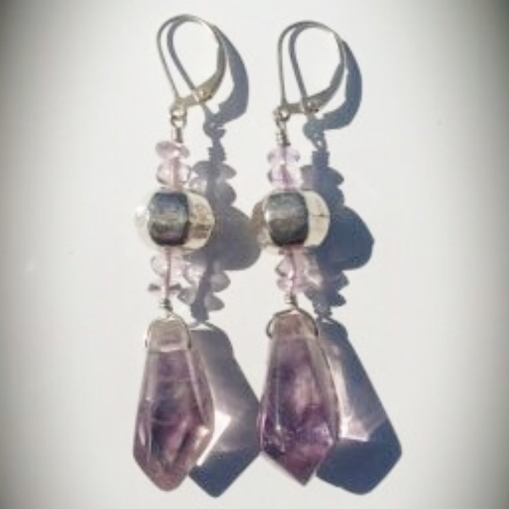 Light Amethyst & Sterling Silver Drop Earrings NWT